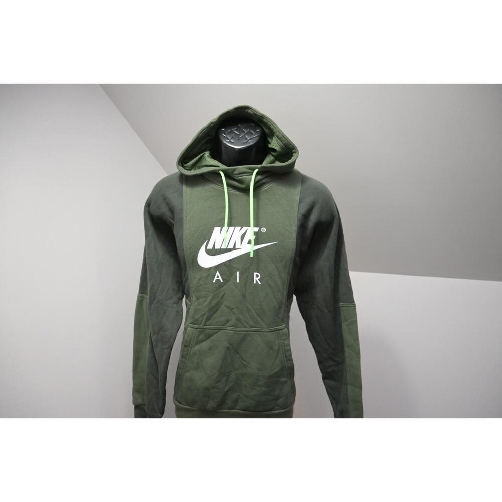 Nike Air Hoodie Jogger Cotton Blend Green Pull Over‎ Fleece Sweater Mens Medium